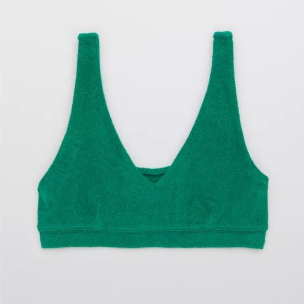 aerie terry sport bra in green